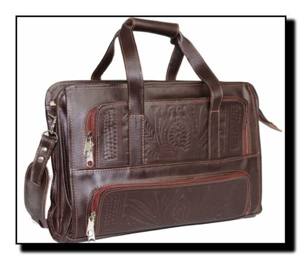 Western Hand-Tooled Leather Briefcase