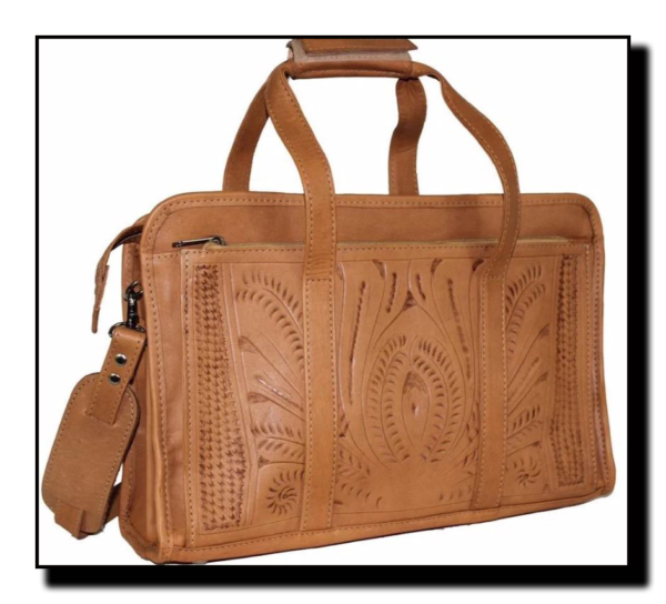 Western Hand-Tooled Leather Briefcase