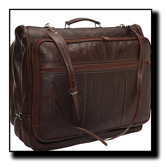 Ropin West HandTooled Leather Western Garment Bag