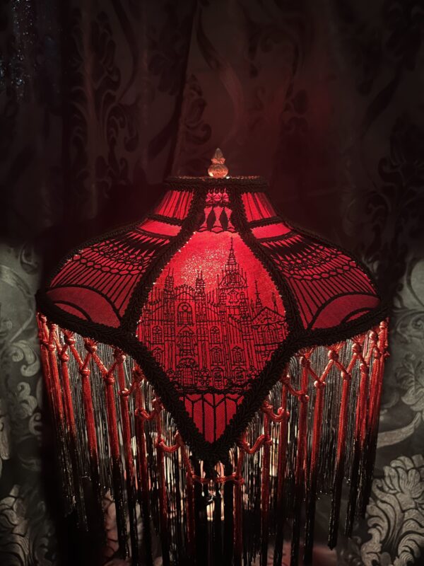 OUDEKERK - Dark Red and Black Gothic Lampshade - Image 5